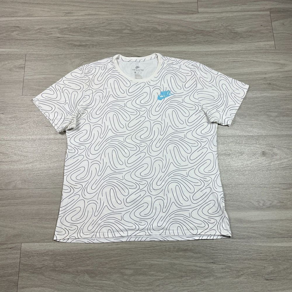 Nike Shirt Mens Extra Large White AOP Sportwear Swoosh Silm Fit